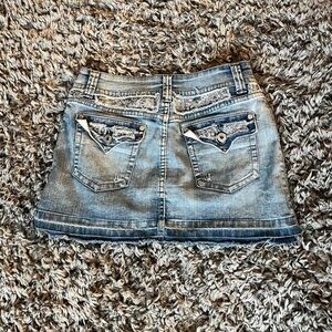 Light blue Denim Mini Skirt with snakeskin Pocket Details